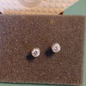 DIAMONIQUE 2.00CTTW BEZEL SET STUD EARRINGS 14K GOLD - WHITE
